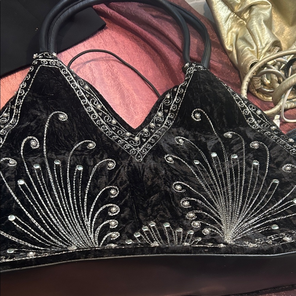 Black‎ and Silver Embroidered Top